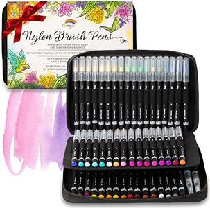 Colorya Feutre Aquarelle pour Coloriage Adulte - 50 Feutres + 2 Pinceaux à Réservoir d’Eau + 1 Pochette Zippée - Stylo Peinture Professionnel pour Dessin, Mandala, Bullet Journal