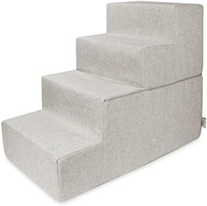 Best Pet Supplies Foldable Foam Pet Steps for Small Dogs and Cats, Portable Ramp Stairs for Couch, Sofa, and High Bed Climbing, Non-Slip Balanced Indoor Step Support, Paw Safe - Sand, 4-Step