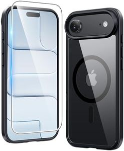 FNTCASE for iPhone Air Case Clear: Magnetic Phone Cases with Screen Protector Drop Proof Compatible with Magsafe Slim Anti Yellowing Rugged Protective Transparent Cell Phone Cover (B-Black)