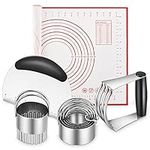 Silicone Baking Mats, Cookie Cutters, Pastry Cutter, Dough Scraper, Stainless Steel Dough Blender & Biscuit Cutter Set, Dough Cutter Baking Pastry Mat Dough Blender Tools & Pastry Utensils (5 Pcs/Set)