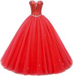 Likedpage Women's Sweetheart Ball Gown Tulle Quinceanera Dresses Prom Dress (US18W, Red) …