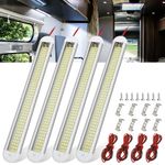 Linkstyle 4PCS 12V Interior LED Light Bar, 120 LEDs 6500K 1600LM Strip Light with ON/OFF Switch, for Van Car Camper Boat