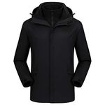 CAMEL CROWN Men’s Ski Jacket 3 in 1 Waterproof Winter Jacket Snow Jacket Windproof Hooded with Inner Warm Fleece Coat Black M
