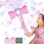 Veneibe Magic Hammer Bubble Wand, Bubbling and Knocking Toys,Light Up Bubble Maker Machine Blaster with Refill Bubble Solution,Outdorr Toys for Park,Beach,Pool,Party Favor,