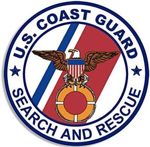 JR Studio 4x4 in Round Coast Guard Search and Rescue Seal Sticker - Military Logo Insignia Vinyl Decal Sticker Car Waterproof Car Decal Bumper Sticker