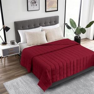 HomeSmart Products 50lbs Weighted Blanket King Size Burgundy 88x104 - Heavy Weighted Blanket