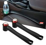 Supin 2 Prices Car Seat Gap Filler Pad PU Leather Console Side Pocket Organizer and one Cup for Cellphone Wallet Coin Key (Black)