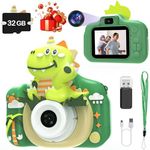 Skirfy Kids Camera for Kids 3-5, Dinosaur Camera for Boys for 3 4 5 6 7, Birthday Gift for Girls,1080P HD Digital Video Toddler Camera with Silicone Cover, 32GB SD Card for Girls Toys Gift