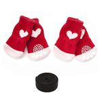 PETANGEL Anti-Slip New Born Puppy Paw Protector Socks/Small Puppy Socks with Paw Patterns and 4 Pieces Adjustable Small Puppy Socks for Indoor/Outdoor Wear (Size: M, Height 7.5 cm, Width 3.5 cm)