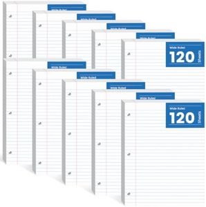Aidunmis 10 Pack Loose Leaf Paper 8.5 x 11, 1000 Sheets Lined Paper for 3 Ring Binders, Wide Ruled Notebook Paper, 3 Hole Punch Binder Paper, 100 Sheets/Pack Filler Paper for Office, School, and Home