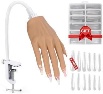 LIONVISON Practice Hand for Acrylic Nails, Realistic Silicone Nail Hand Practice, Flexible Fake Nail Mannequin Training Hand for Nail Practice, Acrylic Nail Art Practice Tool (with Visible Joints)