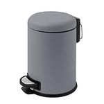 3L Step Trash Can with Lid & Removable Bucket, Stainless Steel Round Bin with Silent & Soft-Closing, Mini Garbage Can Bin Container for Bedroom Office Bathroom (Gray)