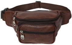 RC Rexcuir Leather Waist Bag for Men and Women | Fanny Pack Travel Handy Hiking Zip Pouch Money Belt with Adjustable Strap for Men and Women(Length 75cm)