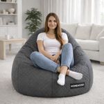 Homeaccex Quilted Velvet Bean Bag with Filled Beans 6XL Bean Bag Chair | Capacity Upto 160Kg Weight | Jumbo Filled Bean Bag Sofa, Grey