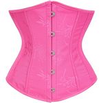 SZIVYSHI Women's Underbust Satin Lace-Up Waist Cincher, Corset Top, Shaper Corset, Hot pink, S