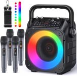 CYY Karaoke Machine with 4 Wireless Microphones for Adults and Kids