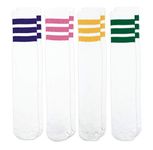 Jefferies Socks Kids' Boys Girls Unisex Stripe Knee High Tube Socks 4 Pack Casual, Rainbow Assorted, Large (Pack of 4)