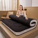 MAXYOYO Twin Bed Mattress Japanese Futon, Pad Camping Mattress Floor Bed Mattress Topper, Easy to Foldable and Portable, Black Futon Single Mattress