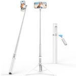 SYNCWIRE 62" Phone Tripod,Tripod for iPhone,Lightweight Selifie Stick with Bluetooth Remote Shutter Compatible with iPhone 15 Pro Max/15/14 Pro/14/13, Samsung S22/ S23 Ultra/Android Smartphone,White