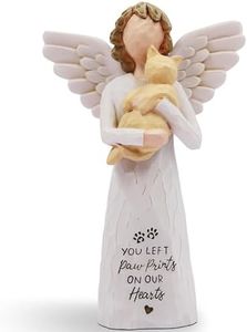 BORLESTA Loss of Cat Sympathy Gift, Cat Memorial Gifts for Loss of Cat, Passed Away Cat Gifts, Pet Memorial, Cat Mom, Hand-Painted Figurines Angel Cat (Yellow)