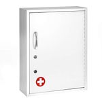 AdirMed Medicine Cabinet with Pull-Out Shelf & Document Pocket - Large Dual Lock Wall Mounted Steel Medical Organizer - Safe and Secure Storage for Medicine First Aid and Emergency Kit (White)