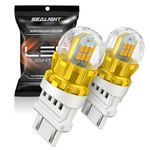 SEALIGHT 3156 3157 LED Bulb Amber Yellow with External Resistor,3056 3057 4057 4157 Super Bright T25 Bulbs 3020SMD with HD Projector for Front Rear LED Turn Signal Blinker Marker Parking Lights,2PCS