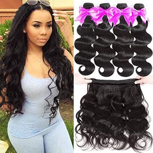 (16 18 20 60cm) - Flady Brazilian Virgin Hair Body Wave 10A Brazilian Hair Weaves 4 Bundles Virgin Human Hair Weaving Natural Black Colour 95-100g/bundle (16 18 20 60cm)