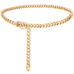 JASGOOD Women Waist Chain Belt Adjustable Weave Body Link Belts for Jeans Dresses, Gold, L