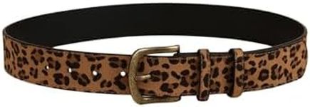 GORGLITTER Women's Leopard Belt Y2K Animal Print Belt with Metal Buckle Pu Leather Jeans Belts Brown One-Size