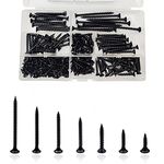 185 Pcs M4 Self Tapping Screws, Wood Screws Assortment, Coarse Thread Point Drywall Screws, Black Cross Pan Head Assorted Screws for Drywall Furniture Sheetrock-16mm/20mm/25mm 30mm/40mm/50mm/60mm