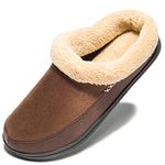 NewDenBer Men's Warm Memory Foam Slippers Suede Soft Plush Fleece Lined Slip On Indoor Outdoor House Shoes (7-7.5 UK, Coffee)