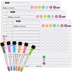 ANNTIM 3PCS Magnetic Chores Chart for K ids with 6 Fine Tip Markers, Reusable Magnetic Reward Charts for C hildren Behaviour, Reward Chart Magnetic Chore Chart for K ids, Good Behaviour Charts