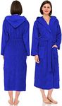 NAUSHA.HOME Luxury Hooded Bathrobe Mens & Ladies Dressing Gown 100% Cotton Terry Toweling Shawl Collar Robe Perfect For Hotel & Spa Soft Stylish Robe (as8, alpha, x_l, regular, regular, Royal Blue)