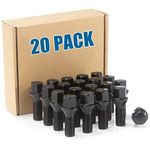 JiiinMiiin 14x1.5 Black Wheel Lug Bolts, Wheel Hub Bolt M14x1.50 Thread for Wheel Spacers, 17mm Hex, 28mm Thread Length, Conical Seat,20 Pack