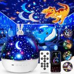 One Fire Kids Night Light Projector+9 Films+Bluetooth Music,Remote Dimmable Baby Night Light,Rechargeable Timer Projector for Kids Gifts,Halloween Snow Light Christmas Decorations