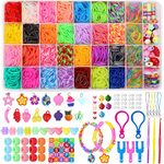 CYCFMYYLY 2600+ Rubber Band Kit, DIY Rubber Bands 32 Colors Rubber Bands for Refill Making Kits Accessories with Bead S-Clips Making Set for Kids Christmas Gifts Birthday Party