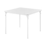 KAIHAOWIN Square Folding Table Vinyl Upholstery Card Table Dining Party Table with Collapsible Legs Portable for Indoor Outdoor-White