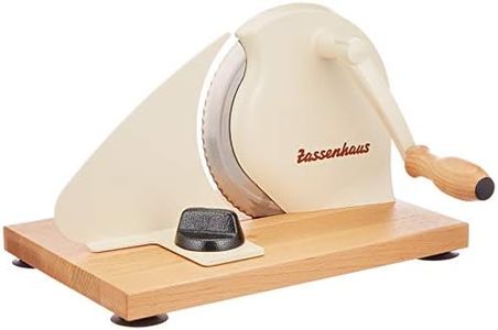 Zassenhaus Máquina de cortar pan manual Classic, beige, hoja de acero Solinger | grosor de corte: 1-18 mm | tabla y manivela de madera de haya | 30 × 25,5 × 19 cm