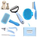 Lanswood 6 Pack Dog Grooming Kit Dog Brush-Slicker Dog Brush, Double Sided Dog Shedding Brush, Nail Clipper with Nail File, Flea Comb for Dogs, Bath Brush for Dog & Cat