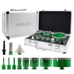 KURSTOL Tile Hole Saw Kit - 9pcs Diamond Core Drill Bits 6/6/8/20/25/35/50/65/100mm+4/5" Milling Finger Bit+2" Beveling Chamfer Bit+SDS Shank to 5/8"-11 Thread for Porcelain Ceramic Marble Granite