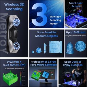 Revopoint MetroY 3D Scanner – 0.01mm Precision, Blue Laser Handheld for Industrial 3D Modeling & Measurement