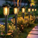 ILANCK 12 Pack Solar Pathway Lights Outdoor, Solar Lights Outdoor Waterproof Auto On/Off,Solar Garden Lights Solar Powered, Landscape Lighting for Yard Walkway Driveway Path Warm White