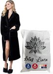 Lotus Linen Women’s Plush Black Bathrobe, Soft and Cozy Women Robes, Ideal for Spa, Relaxation, and Daily Comfort