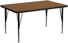 Flash Furniture Wren 30''W x 48''L Rectangular Oak HP Laminate Activity Table - Height Adjustable Short Legs