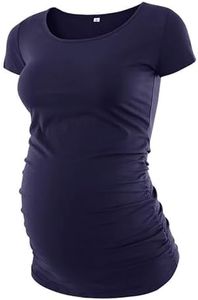 Liu & Qu Women's Maternity Classic Side Ruched T-Shirt Tops Mama Pregnancy Clothes Navy
