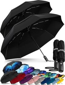 TUMELLA Strongest Windproof Travel Umbrella (Compact, Superior & Beautiful), Small Strong but Light Portable and Automatic Folding Rain Umbrella, Durable Premium Grip, Fits Car & Backpack Black