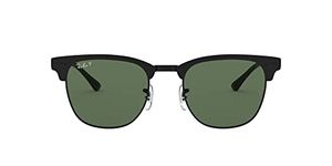 Ray-Ban unisex adult Rb3716 Clubmaster Metal Sunglasses, Matte Black on Black/Polarized G-15 Green, 51 mm US