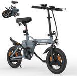 Eskute F100 Electric Folding Bike, 14" Electric Commuter Bicycle 36V 9Ah Battery, Range 35 Miles, Mini Folding Ebike with Phone Holder & USB Charging Port, LCD Display, Foldable Ebike for Teens/Adults