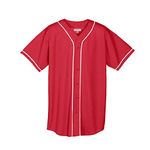 Augusta Sportswear Augusta Wicking Mesh Button Front Jersey with Braid Trim, Red/White, Medium