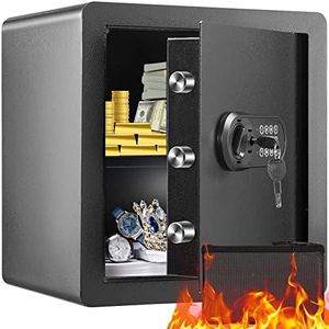 VEVOR Safe, 1.8 Cubic Feet Home Safe, 40x33x43 cm, Steel Security Safe with Digital Keypad and 2 Keys, Cabinet Safe with Fire-Proof Bag, Protect Cash, Gold, Jewelry, Documents for Home, Hotel